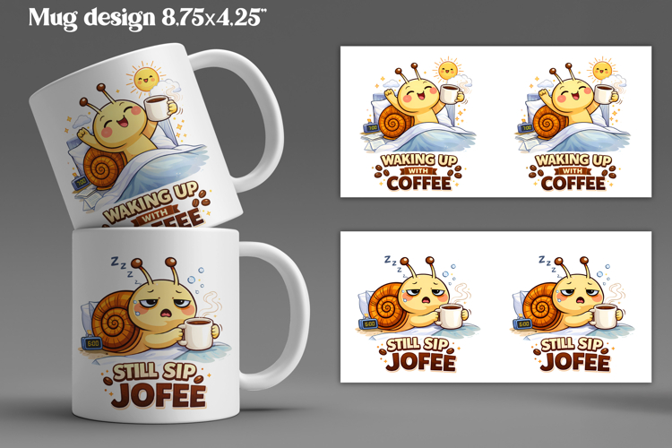 Cozy snail mug wrap design | Funny animal mug sublimation