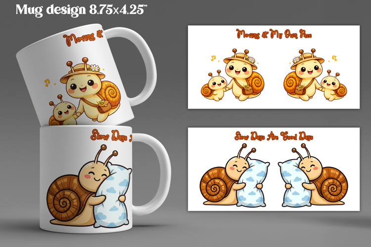 Cozy snail mug wrap design | Funny animal mug sublimation