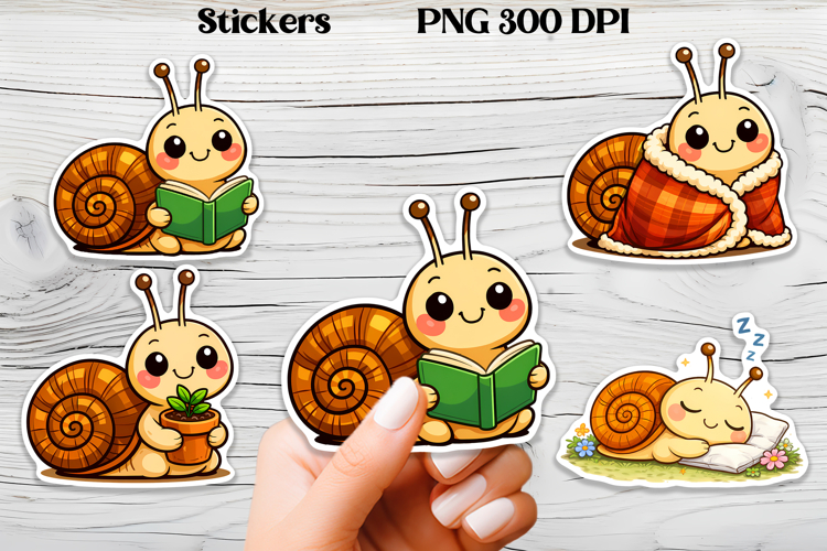 Cozy snail stickers printable | Funny animal stickers PNG