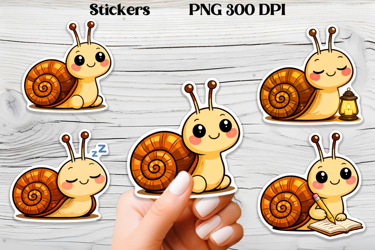 Cozy snail stickers printable | Funny animal stickers PNG