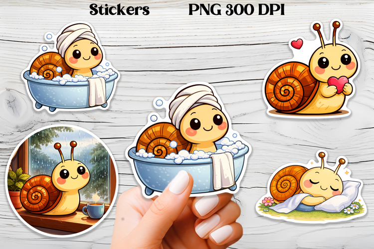 Cozy snail stickers printable | Funny animal stickers PNG