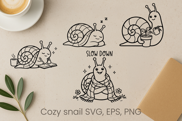 Cozy funny snail SVG design | Funny animal character SVG