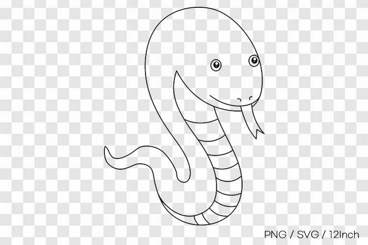 Friendly crawling jungle snake reptile shape PNG animal line