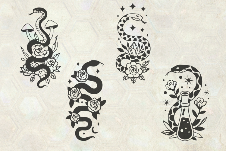 Snakes with Roses SVG