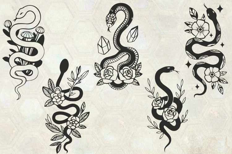 Floral Celestial Snakes SVG