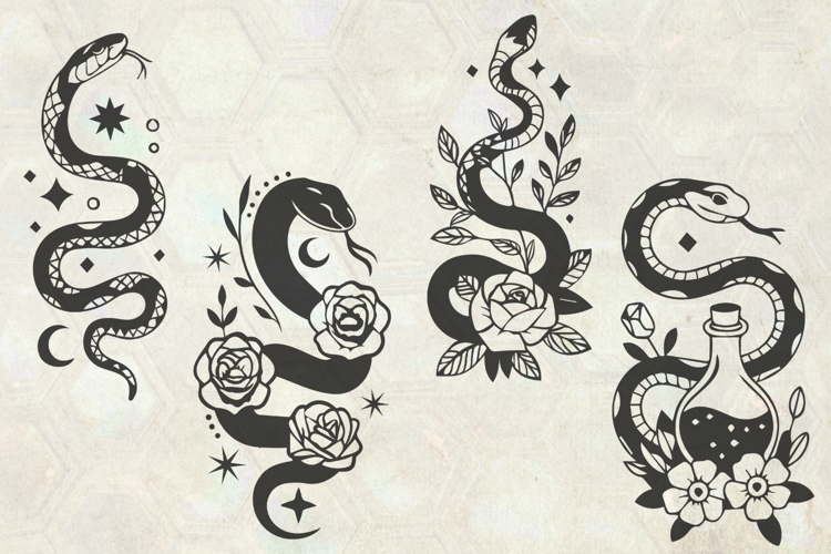 Floral Snakes SVG