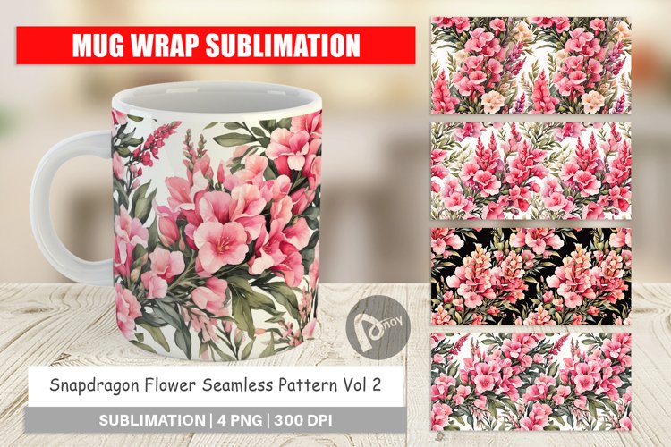 Mug Wrap Design Snapdragon Pattern