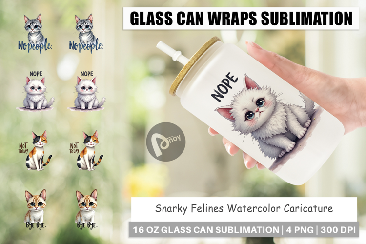 Snarky Felines Glass Can