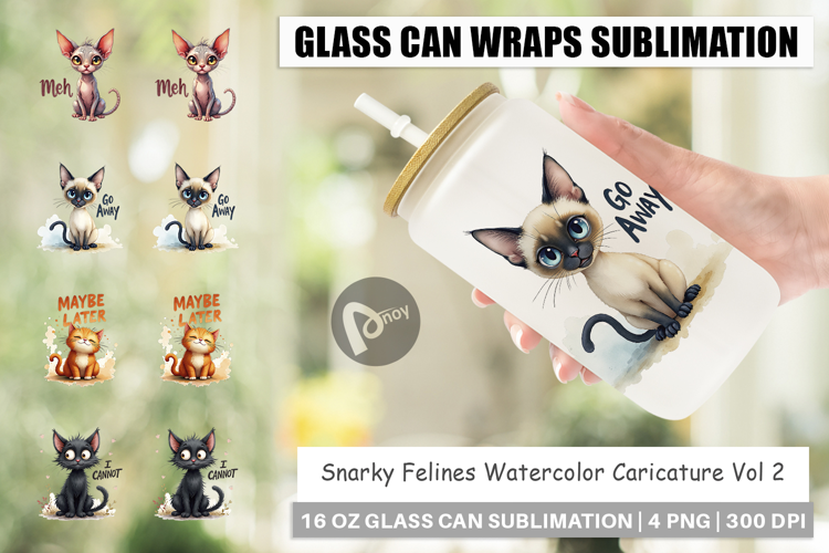 Snarky Felines Glass Can