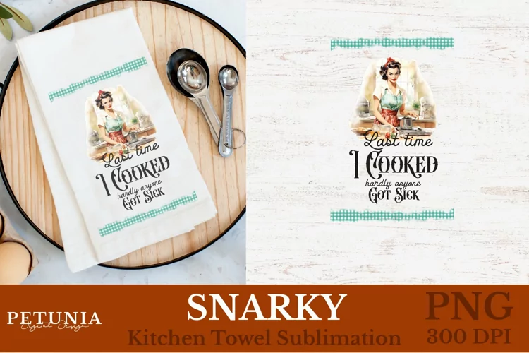 Retro Woman Kitchen Towel | Kitchen Towel Sublimation Design