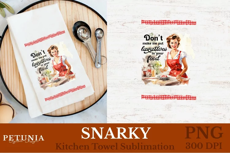 Retro Woman Kitchen Towel | Kitchen Towel Sublimation Design