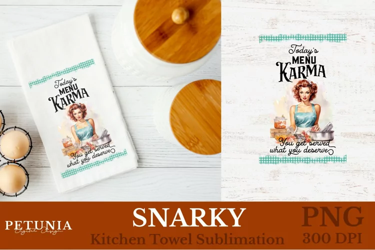 Retro Woman Kitchen Towel | Kitchen Towel Sublimation Design