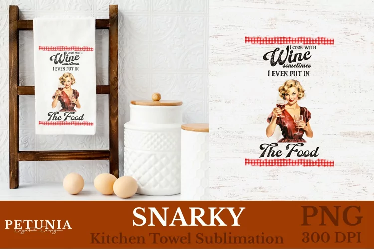 Retro Woman Kitchen Towel | Kitchen Towel Sublimation Design