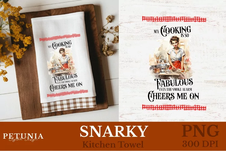 Retro Woman Kitchen Towel | Kitchen Towel Sublimation Design
