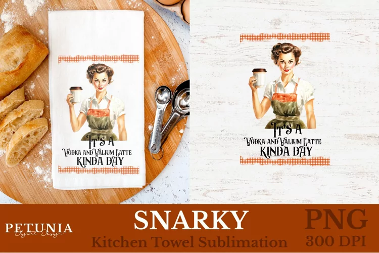 Retro Woman Kitchen Towel | Kitchen Towel Sublimation Design