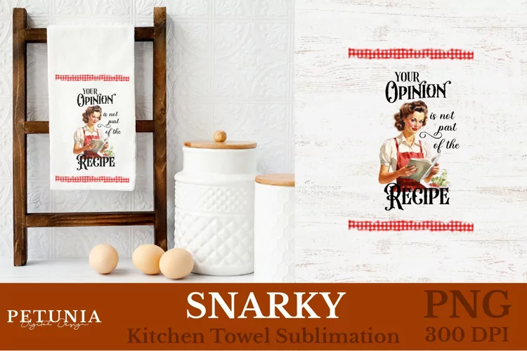 Retro Woman Kitchen Towel | Kitchen Towel Sublimation Design