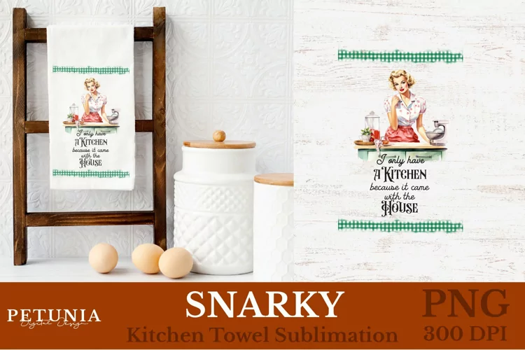 Retro Woman Kitchen Towel | Kitchen Towel Sublimation Design