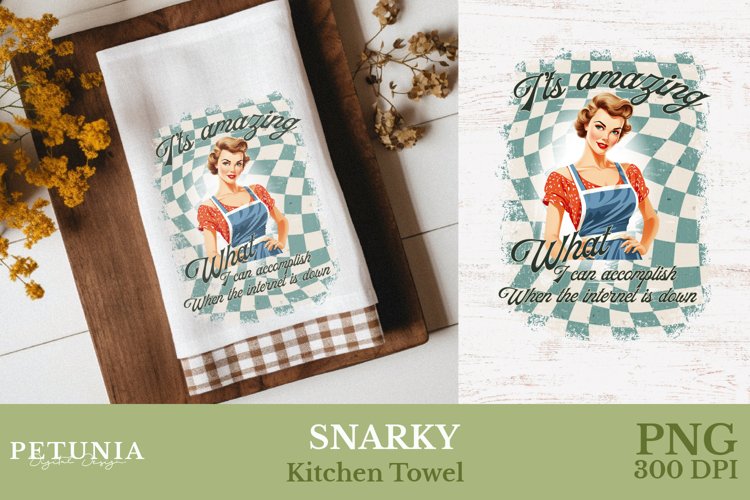 Retro Woman Kitchen Towel | Kitchen Towel Sublimation Design