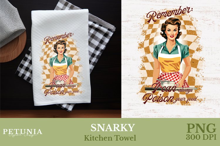 Retro Woman Kitchen Towel | Kitchen Towel Sublimation Design