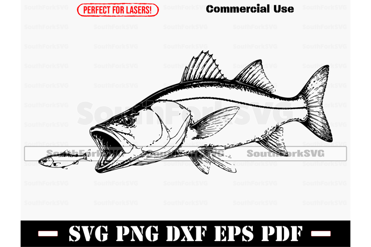 Snook Fish Design Files SVG PNG DXF EPS PDF example image 1