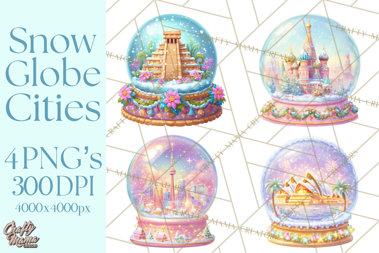 World Landmark Snow Globe Clipart PNG