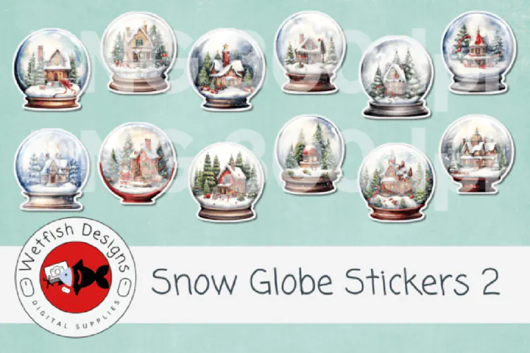 Printable Snow Globe Stickers 2