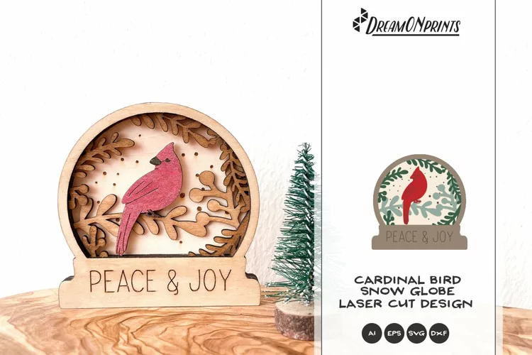 Snow Globe with Cardinal Bird Laser Cut Design