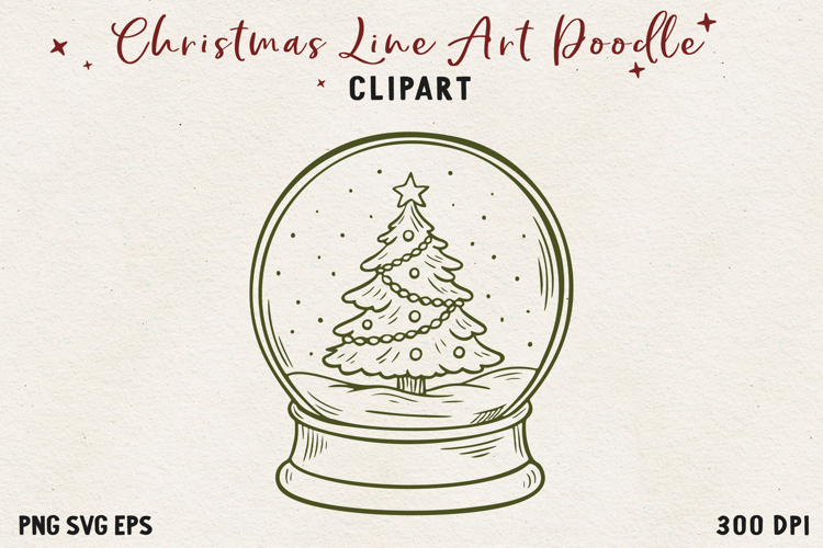 Vintage Hand-Drawn Christmas Illustration| Line Art Clipart