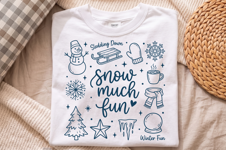 Snow Much Fun Christmas PNG,Retro Winter Holiday Doodle