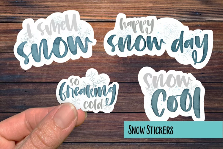 Watercolor Snow PNG Sticker Pack