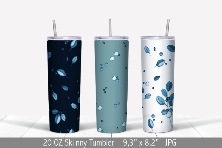 Snowberry 20 OZ Skinny Tumbler Wrap sublimation 3designs PNG