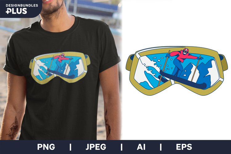 A Man Snowboarding View in Goggle Sublimation Design