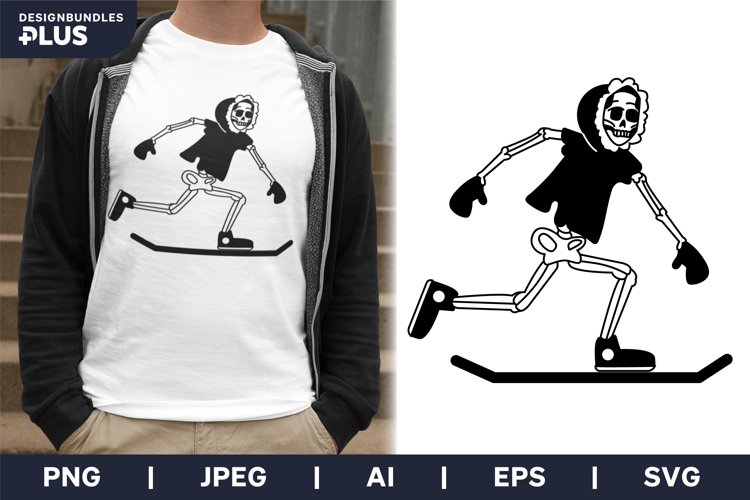 Snowboarding Skeleton Wearing a Jacket SVG Design