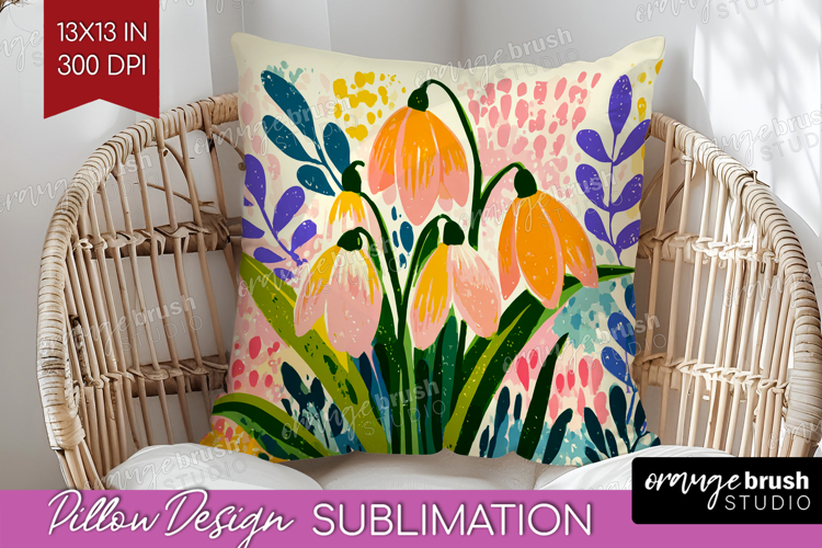 Snowdrop Modern Floral Pillow Sublimation Sping Flower Cover