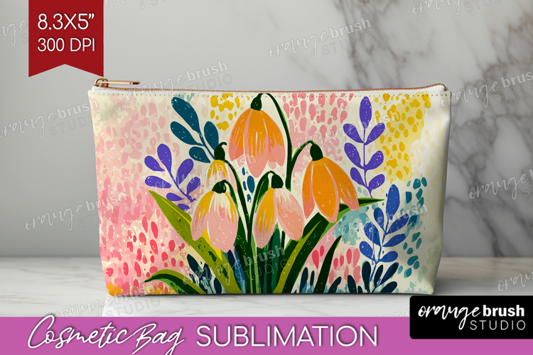 Snowdrop Modern Floral Cosmetic Bag Sping Flower Makeup Bag