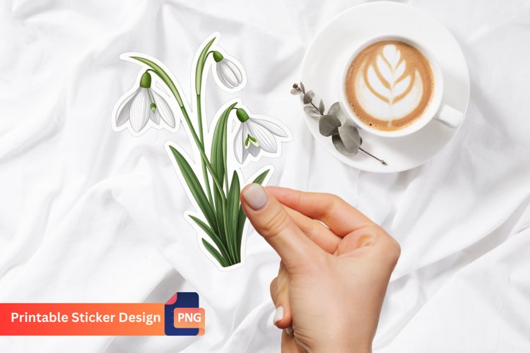 Snowdrop Flower Sticker,Winter Flower Sticker,Botanical Art example image 1