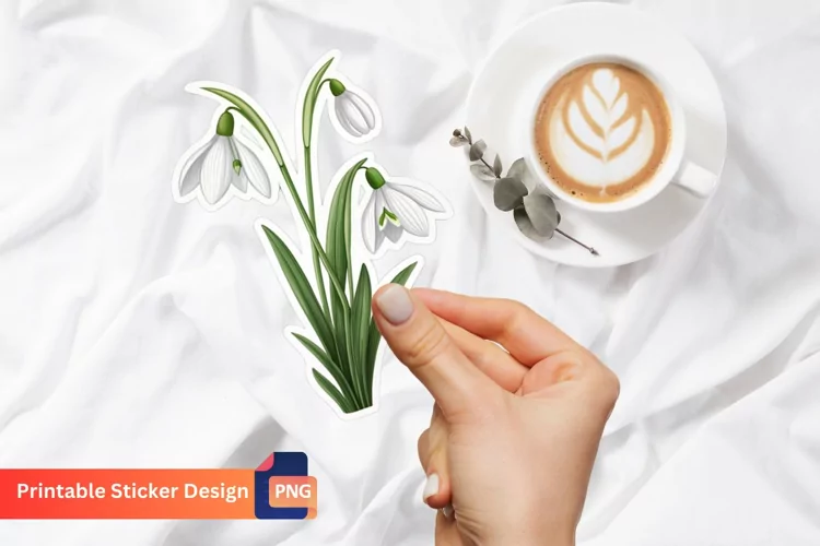Snowdrop Flower Sticker,Winter Flower Sticker,Botanical Art