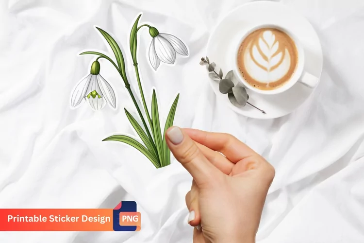 Snowdrop Flower Sticker,Winter Flower Sticker,Botanical Art