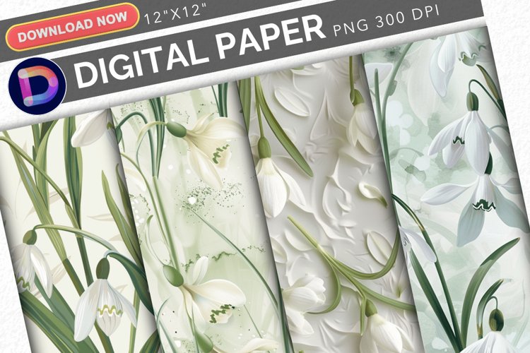 Snowdrops Digital Paper example image 1