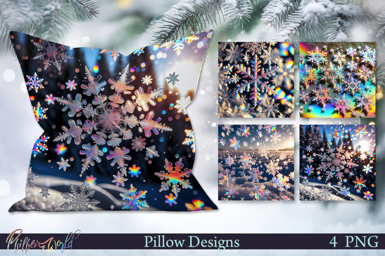 Christmas Pillows | Neon Snowflakes