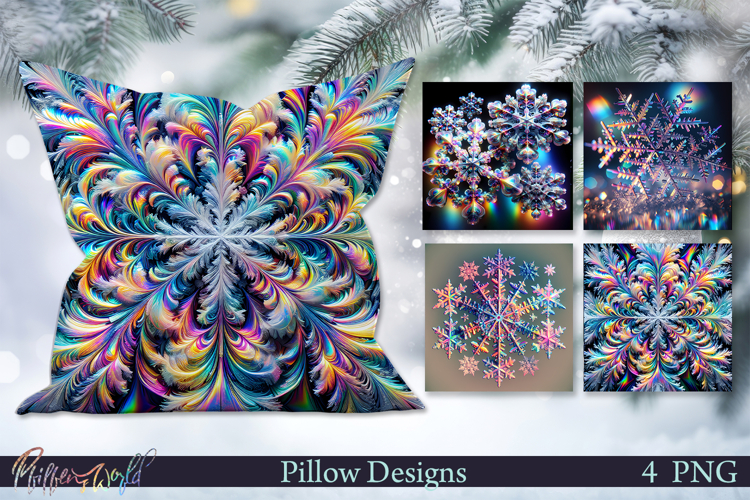 Christmas Pillows | Neon Snowflakes | Winter Designs
