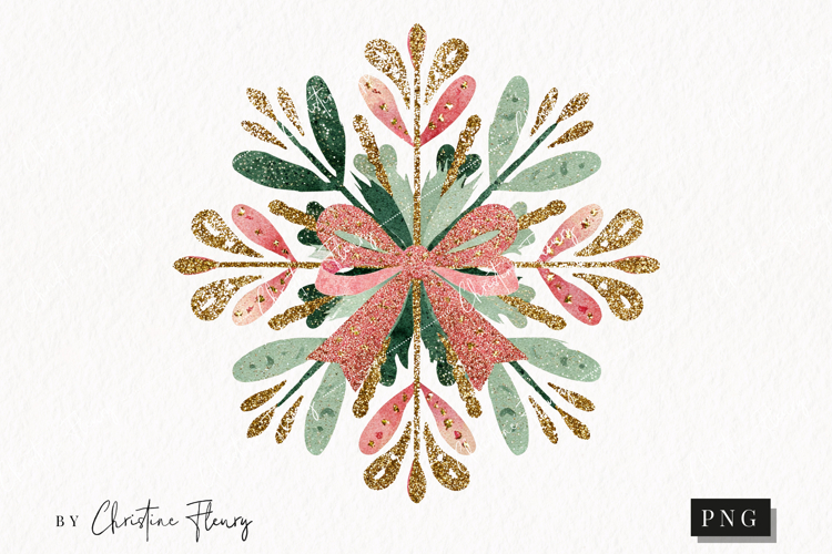 Brush Stroke Christmas Snowflake Clipart | Preppy Christmas
