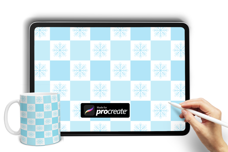 Snowflake Checker Procreate Brush | Cozy Winter Pattern