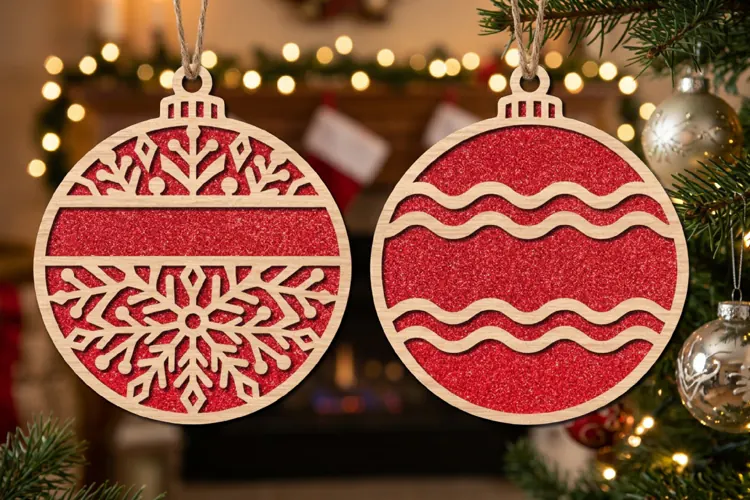 Snowflake Christmas Bauble SVG Laser Cut File For Crafters