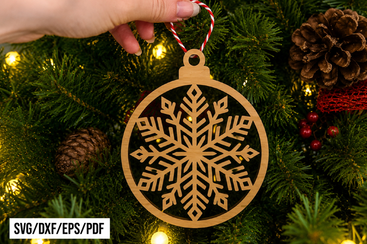 Snowflake Christmas Ornament Laser Cut Design
