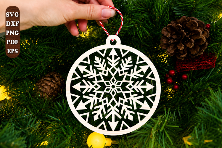 Snowflake Christmas Ornament Laser Cut SVG
