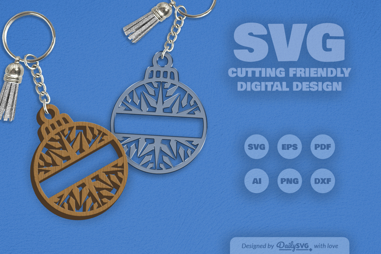 Snowflake Christmas Split Bauble Laser Cut