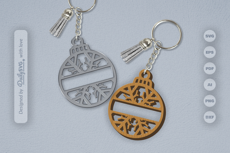Snowflake Christmas Split Bauble Laser Cut
