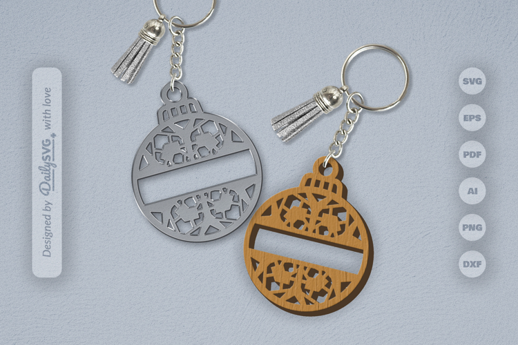 Snowflake Christmas Split Bauble Laser Cut