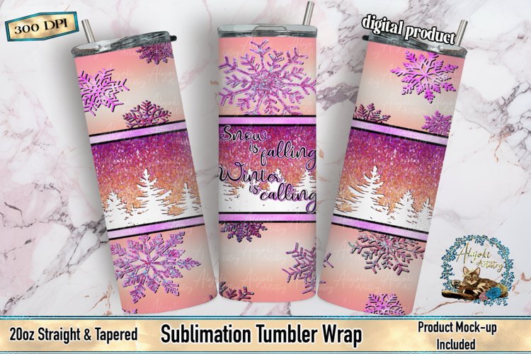 Peekaboo tumbler, tumbler wrap, Christmas snowflake, Christmas tumbler